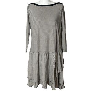 Lauren Ralph Lauren Black/White Striped Drop Waist Ruffle Tiered Dress